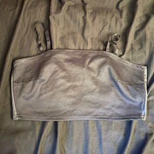 Black crop with leather side panels